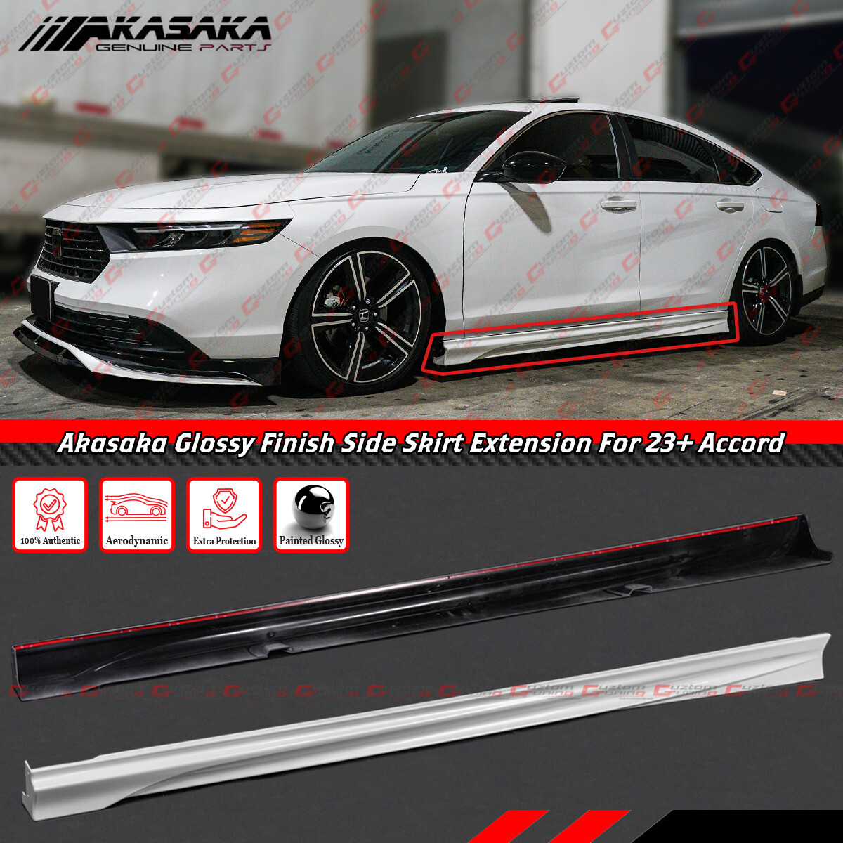 For 23-26 Honda Accord Akasaka Platinum White Pearl Add On Side Skirt Extensions For 23-26 Honda Accord Akasaka Platinum White Pearl Add On Side Skirt Extensions