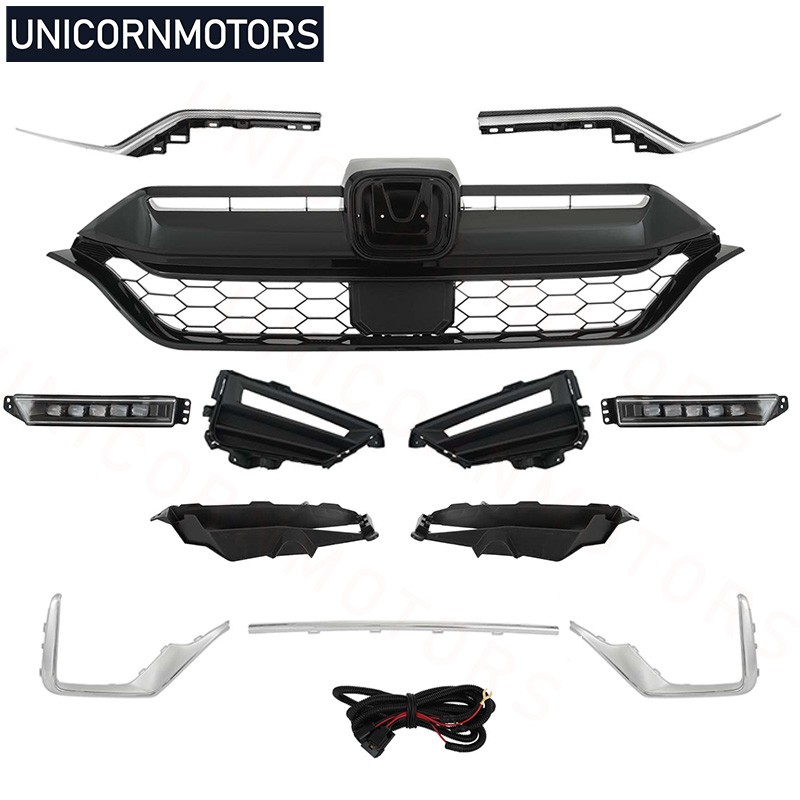 Fit 2020-2022 Honda CRV CR-V 13PCS Front Upper Grille Fog Light w/ Trim Bracket Fit 2020-2022 Honda CRV CR-V 13PCS Front Upper Grille Fog Light w/ Trim Bracket
