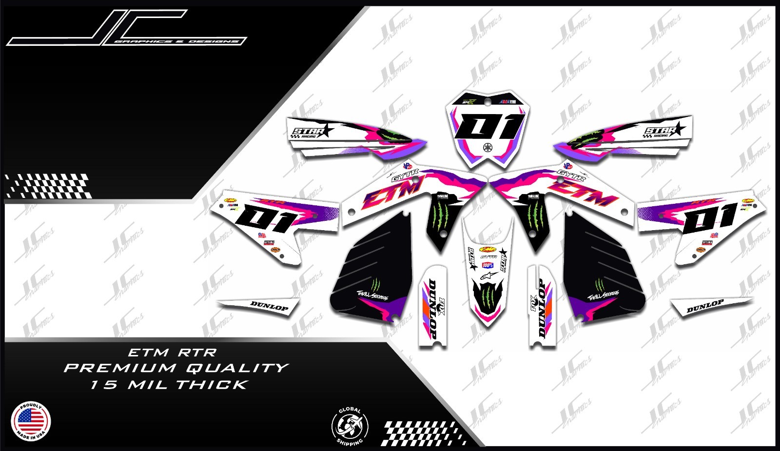 ETM RTR graphics kit decals  THICK AND HIGH GLOSS .....