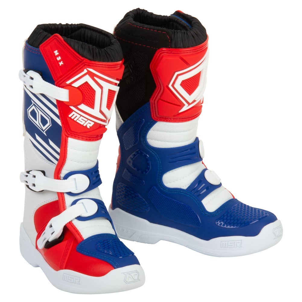MSR™ Youth M3X Motocross / Dirt Bike Boots Size 6, Red/White/Blue