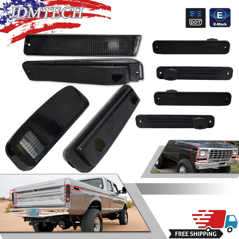 FORD Truck 8pc SMOKE F100 F150 F250 78 79 1978 1979 Tail Light Front Side Marker