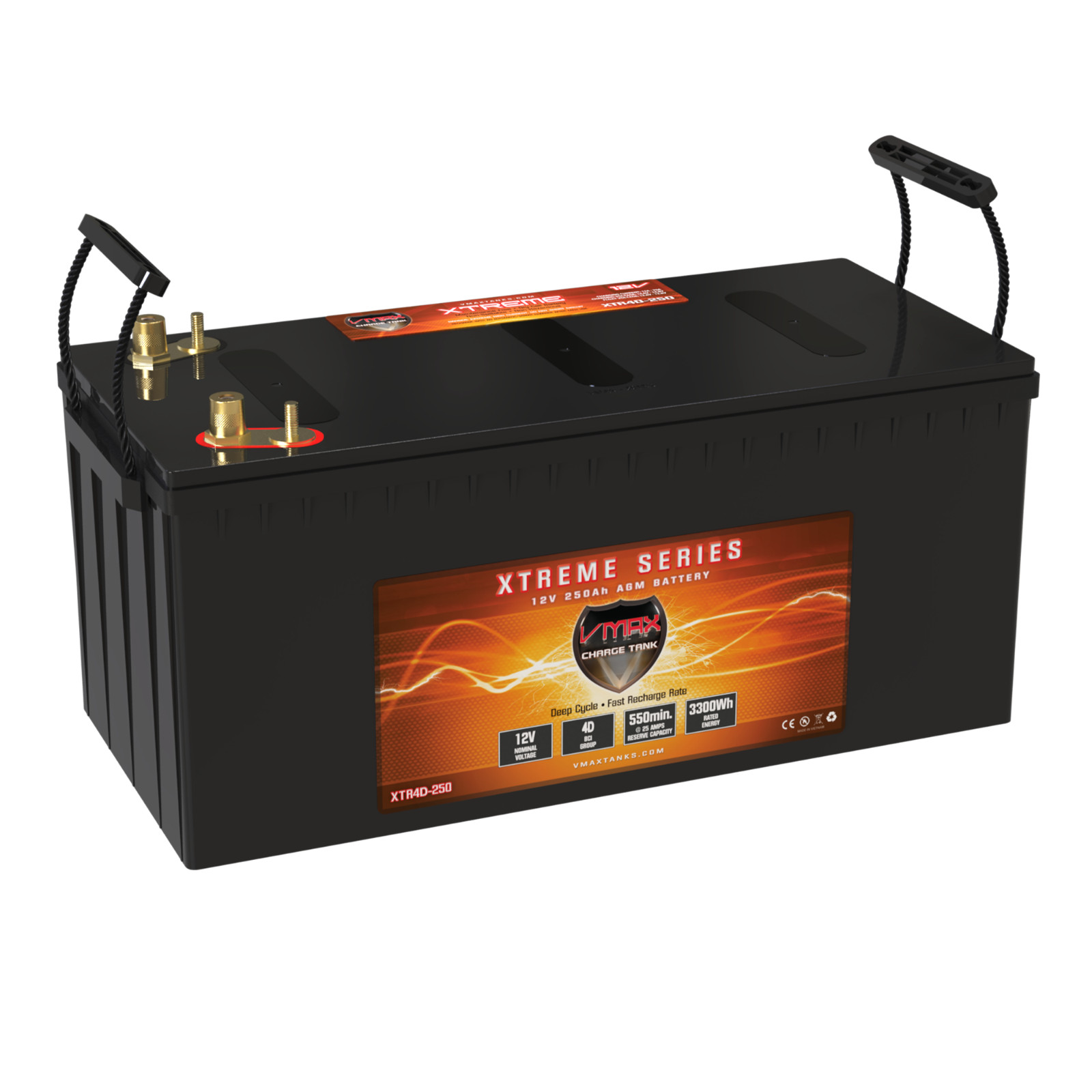 Group 4D Battery VMAX XTR4D-250 12V 250Ah AGM Deep Cycle Marine RV Solar Storage