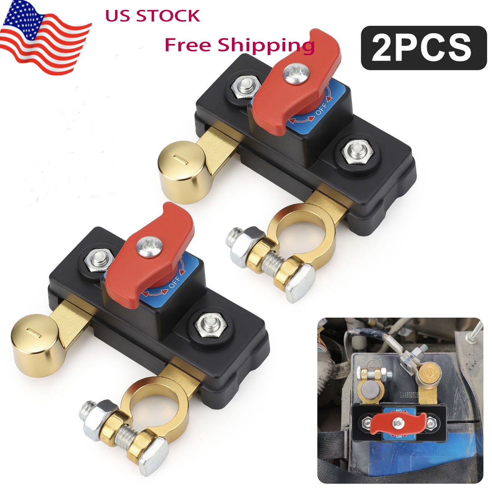 2Pcs 12V 24V Battery Disconnect Terminal Switch Kill Isolator Cut Off for Car RV