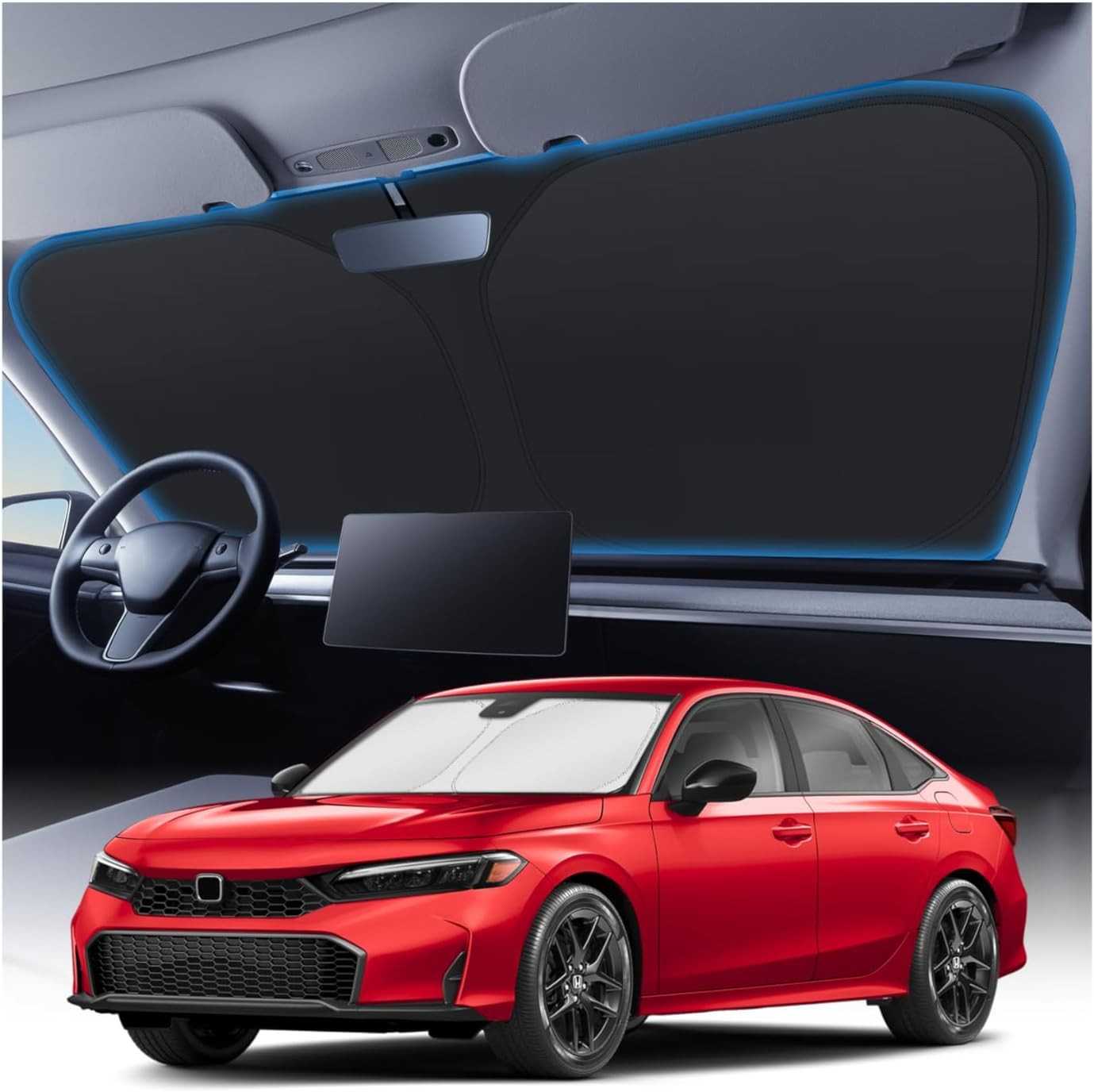 Windshield Sun Shade for Honda Civic 2022-2026, Custom Fit Blocks UV Rays