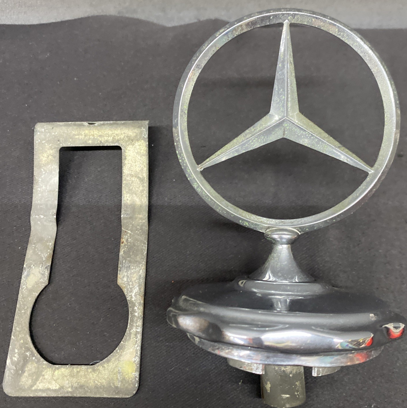 Mercedes Benz 108 Hood Ornament and Mounting Clip Oem Vintage Mercedes Benz 108 Hood Ornament and Mounting Clip Oem Vintage