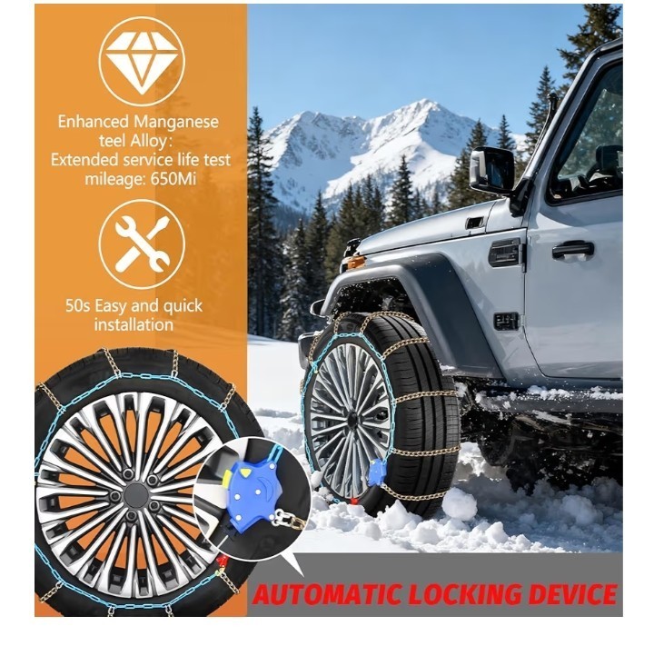 DEDC Auto Lock Snow Tire Chains 50s Quick Easy,Enhanced Steel Alloy Summer Price