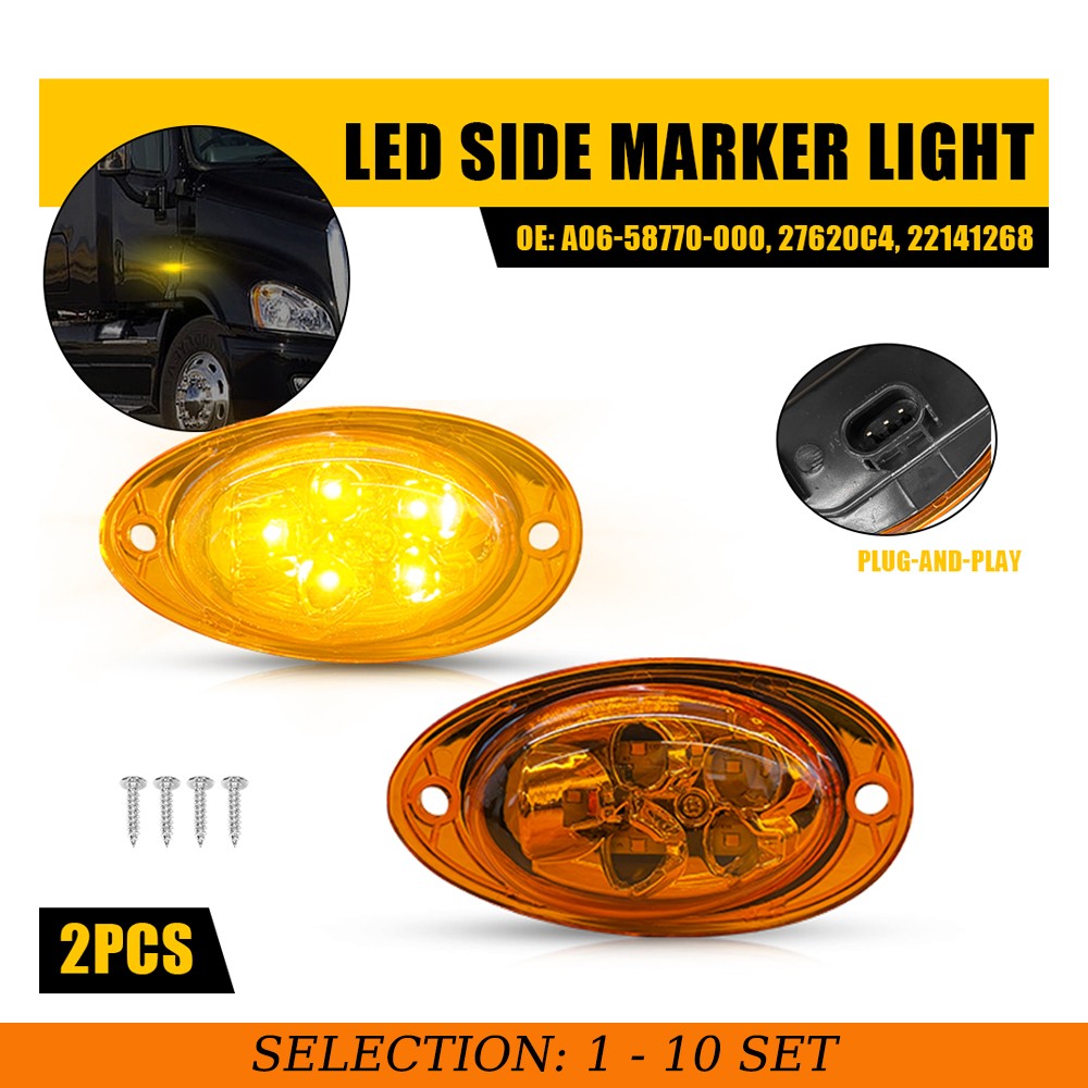 2-20X Fit 2008-2017 Freightliner Cascadia Front LED Side Marker Turn Light Amber