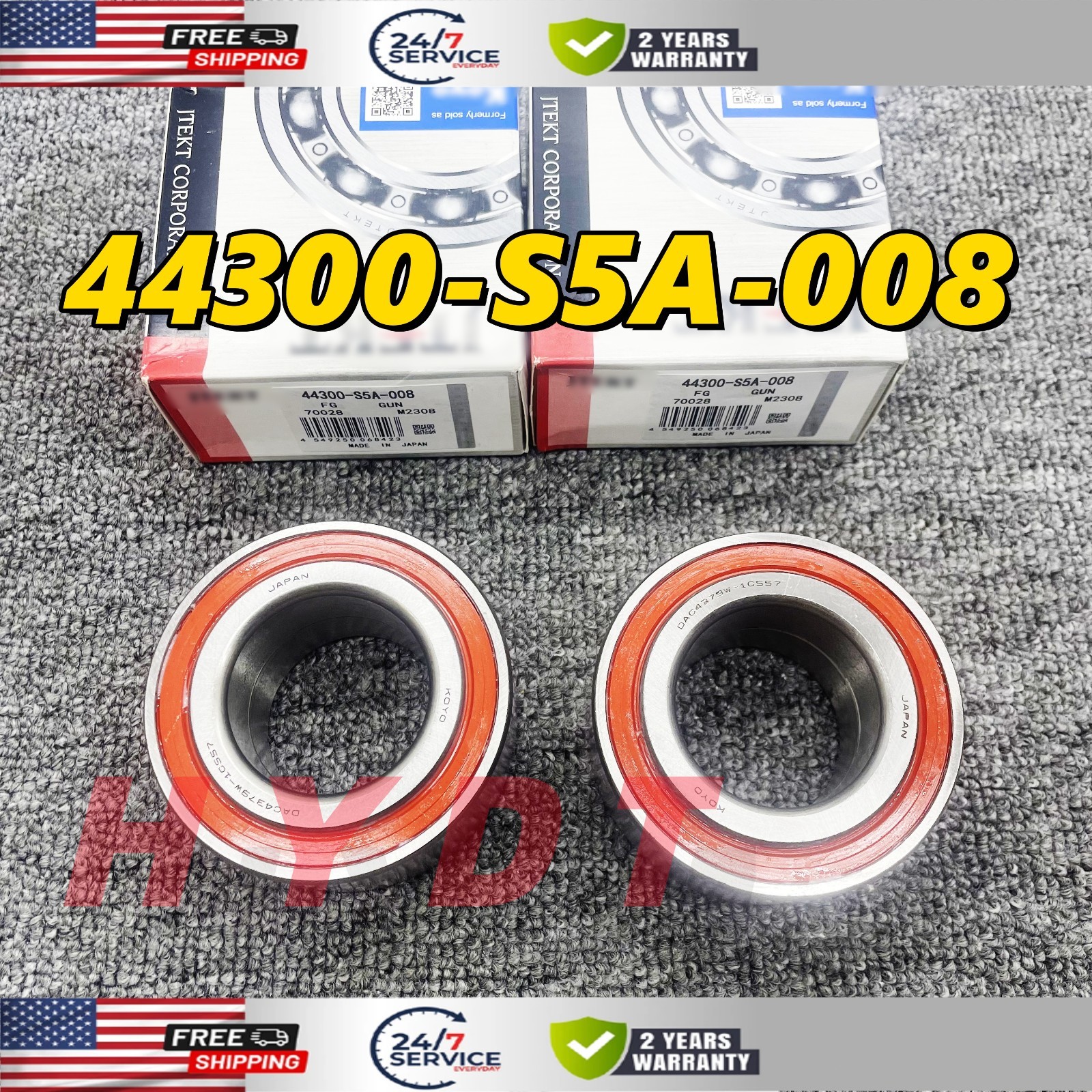 2Pcs KOYO Front Wheel Bearing 92-05 Honda Civic 94-01 Acura Integra with ABS