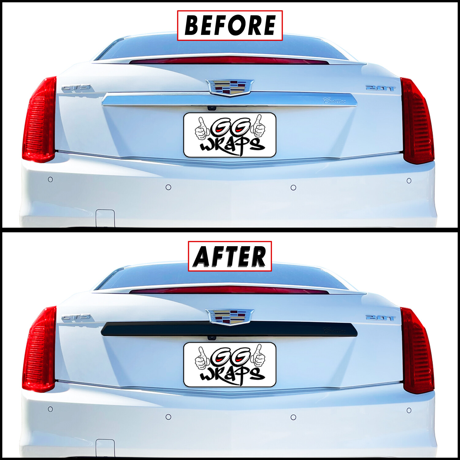 Chrome Delete Blackout Overlay for 2015-19 Cadillac CTS Sedan Rear Trunk Trim 