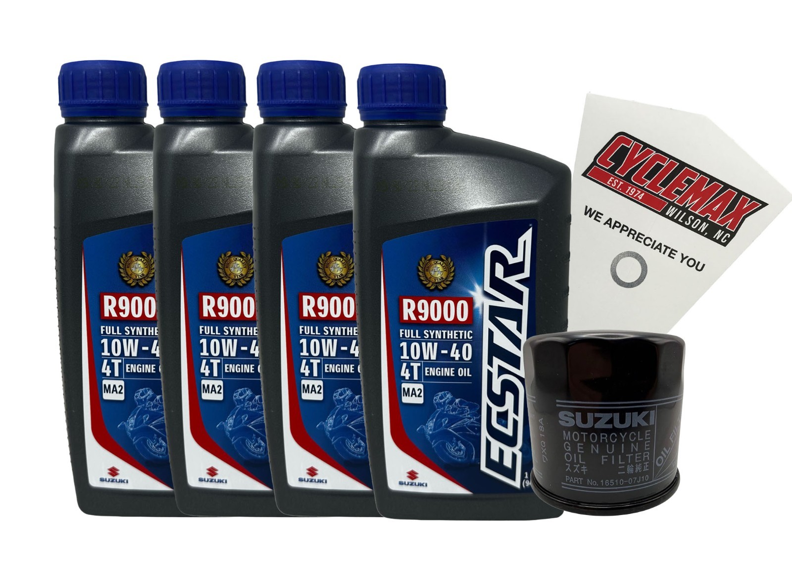 OEM 2001-2021 Suzuki GSX-R1000 10w40 Full Synthetic Oil Change Kit OEM 2001-2021 Suzuki GSX-R1000 10w40 Full Synthetic Oil Change Kit