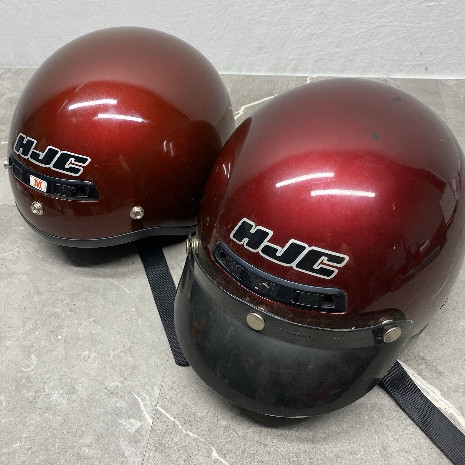 HJC CL-2 Vintage Motorcycle Open Face Half Helmet Red Visor DOT Medium Large HJC CL-2 Vintage Motorcycle Open Face Half Helmet Red Visor DOT Medium Large