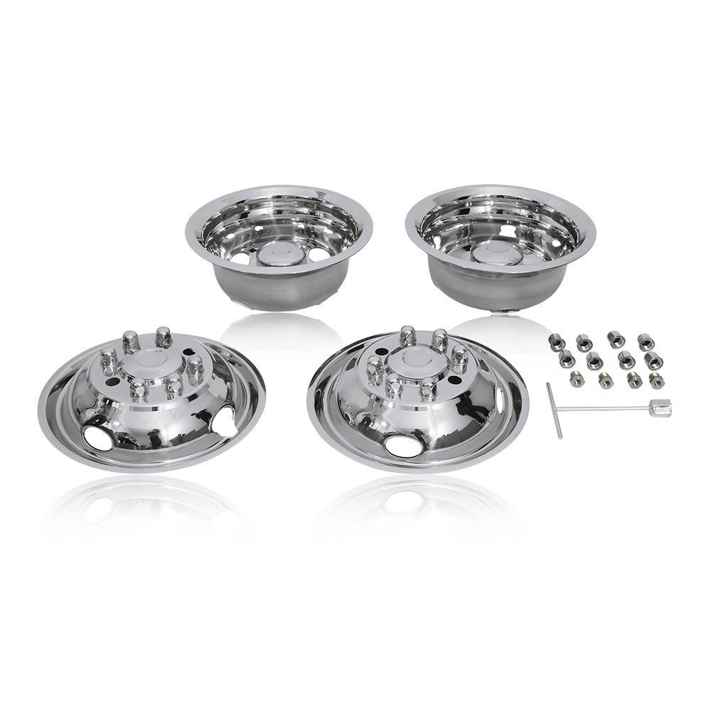4 Ford E350/E450 Van 2008-2025 16\'\' Over The Lug Stainless Steel Wheel Simulator 4 Ford E350/E450 Van 2008-2025 16\'\' Over The Lug Stainless Steel Wheel Simulator
