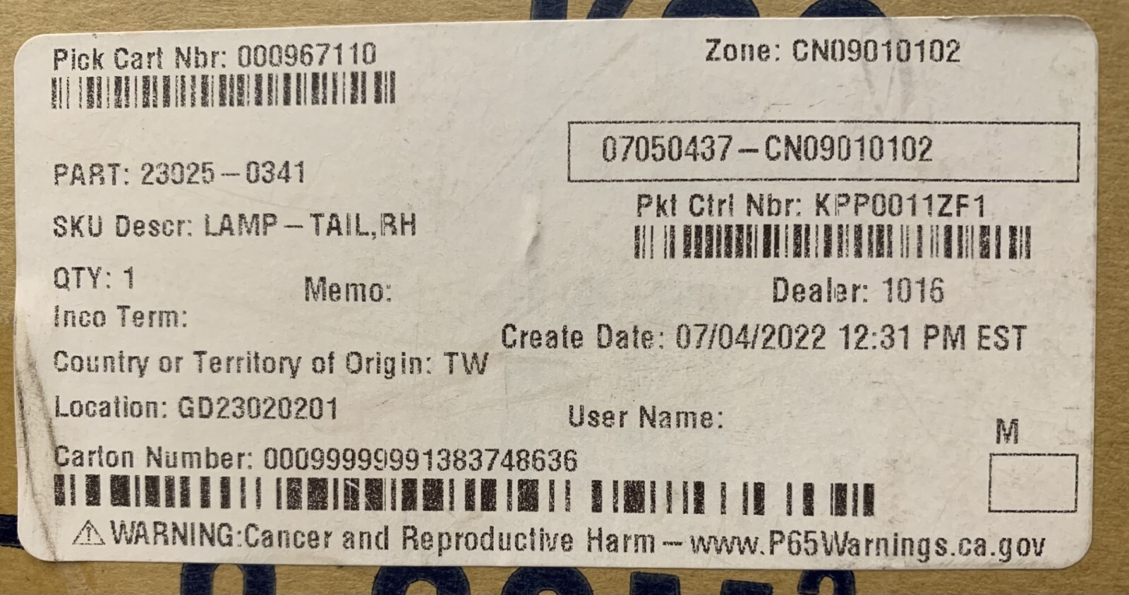 Genuine Kawasaki Part 2015-23 Mule Pro, Right Taillight, 23025-0341 New OEM Genuine Kawasaki Part 2015-23 Mule Pro, Right Taillight, 23025-0341 New OEM