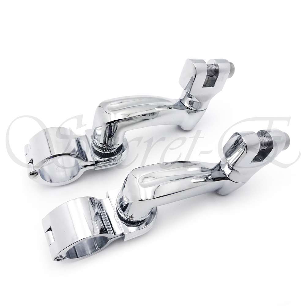 Chrome 360 Adjustable Highway FootPeg Mounting Kit For 1.5\