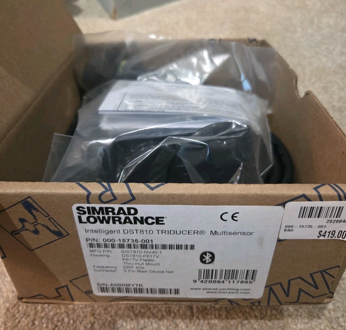 Simrad Lowrance Airmar DST-810 Triducer Multisensor Depth Speed Temp Thru Hull Simrad Lowrance Airmar DST-810 Triducer Multisensor Depth Speed Temp Thru Hull