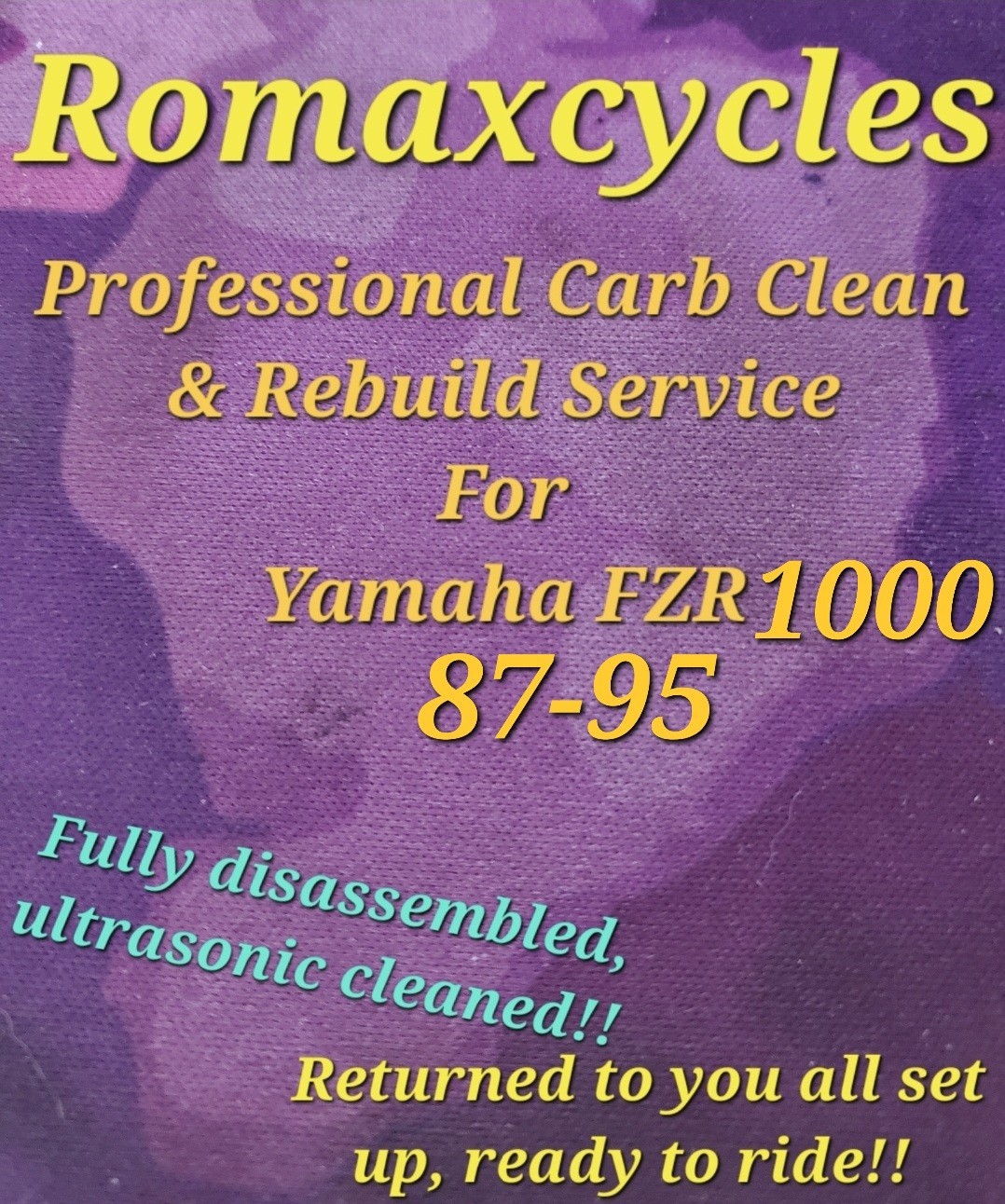 87-95 Yamaha FZR1000 Professional Carb Clean & Rebuild Service 1000 FZR