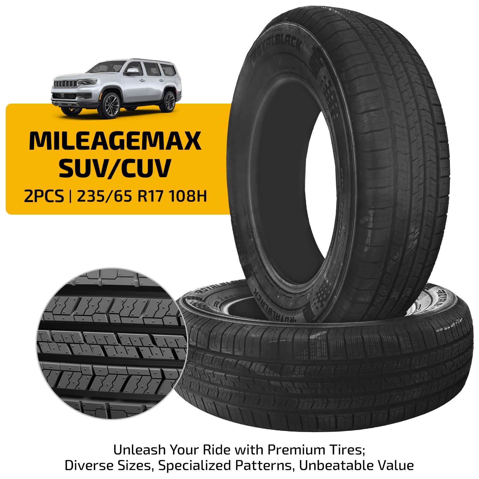 2x Premium All Season SUV/CUV Tires 235/65R17 108H 8.4mm 620AA BSW 50000 Mi 2x Premium All Season SUV/CUV Tires 235/65R17 108H 8.4mm 620AA BSW 50000 Mi