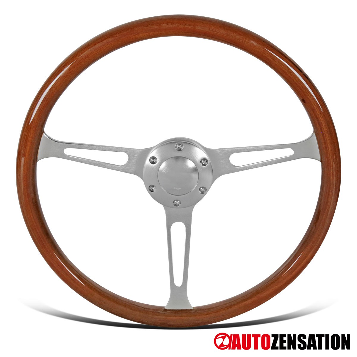 380MM/15inch Aluminum Spokes Vintage Classic Wooden Wood Grain Steering Wheel 380MM/15inch Aluminum Spokes Vintage Classic Wooden Wood Grain Steering Wheel