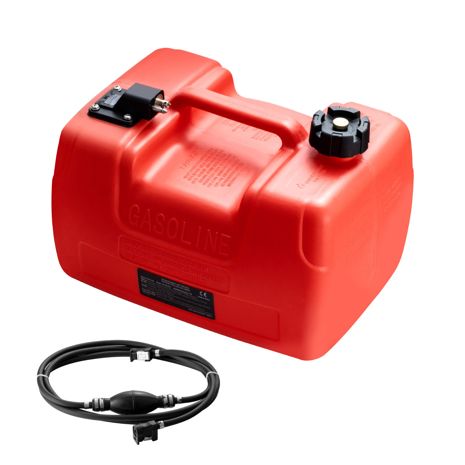 Boat Fuel Tank Portable Marine Outboard Gas Tank 3.17 Gallon/12L with Hose