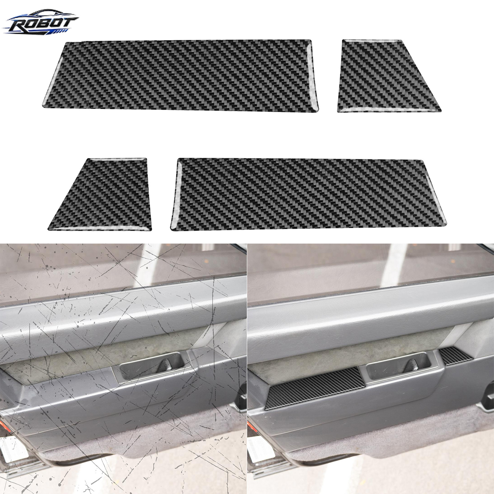 4Pcs Soft Real Carbon Fiber For Volvo 850 1991-1997 Front Door Armrest Cover Kit