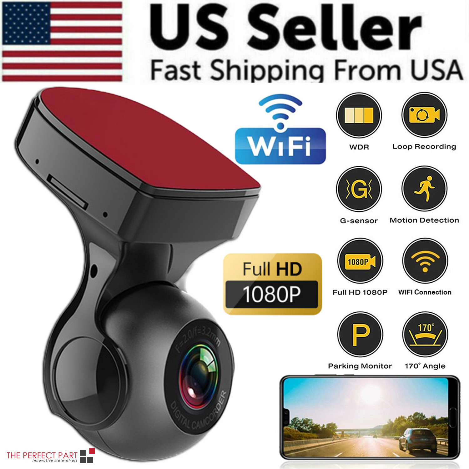 170° WiFi Dash Cam Recorder Car Camera HD 1080P Car DVR Vehicle Video G-Sensor 170° WiFi Dash Cam Recorder Car Camera HD 1080P Car DVR Vehicle Video G-Sensor