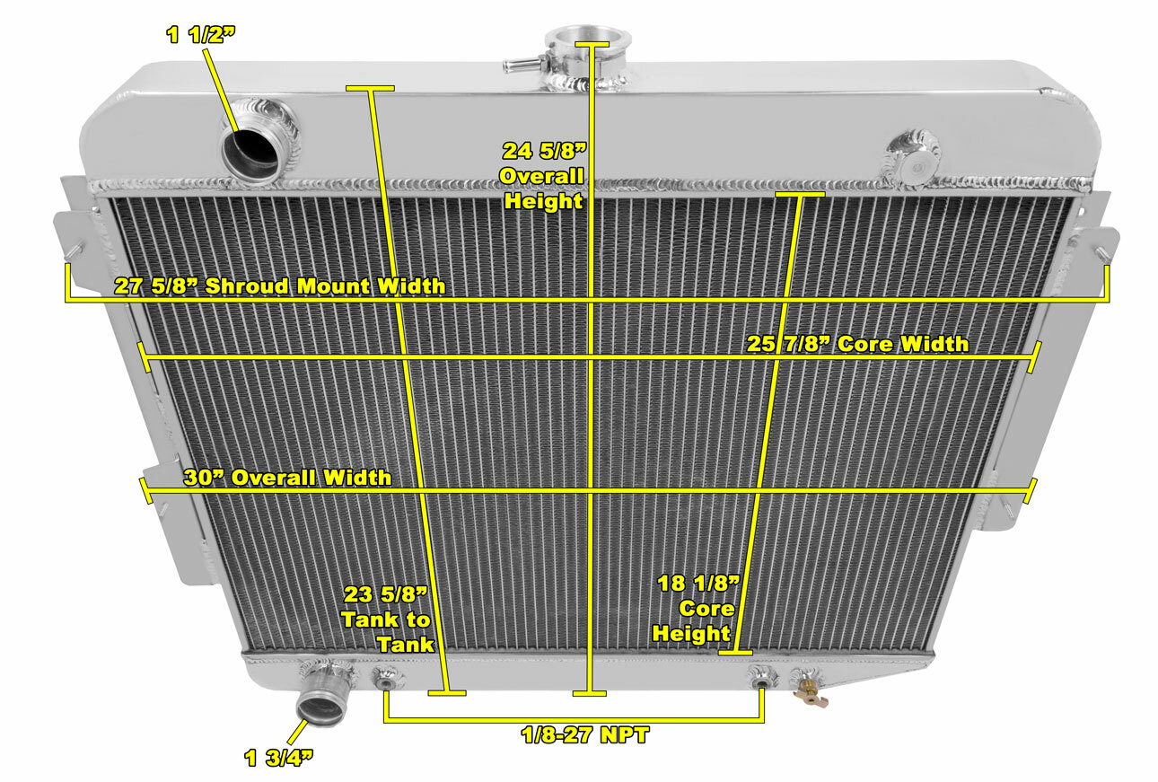 ER Champion 4 Row Radiator for 1966-1969 Dodge Charger Base Small Block V8 Eng