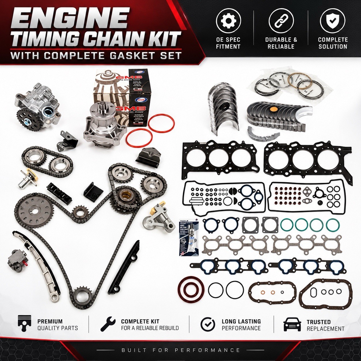06-08 Suzuki Grand Vitara 2.7L H27A Engine Rebuild Timing Chain Gasket Kit