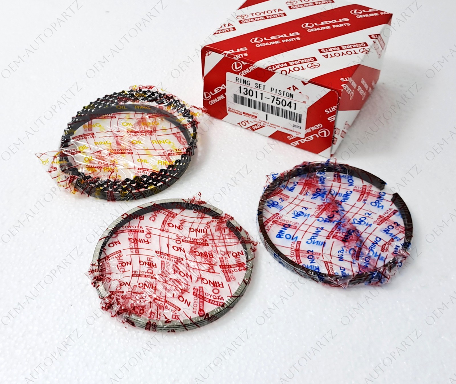 13011-75041 Toyota 4Runner Hilux Tacoma T100 OEM Genuine Piston Ring Set Part 13011-75041 Toyota 4Runner Hilux Tacoma T100 OEM Genuine Piston Ring Set Part