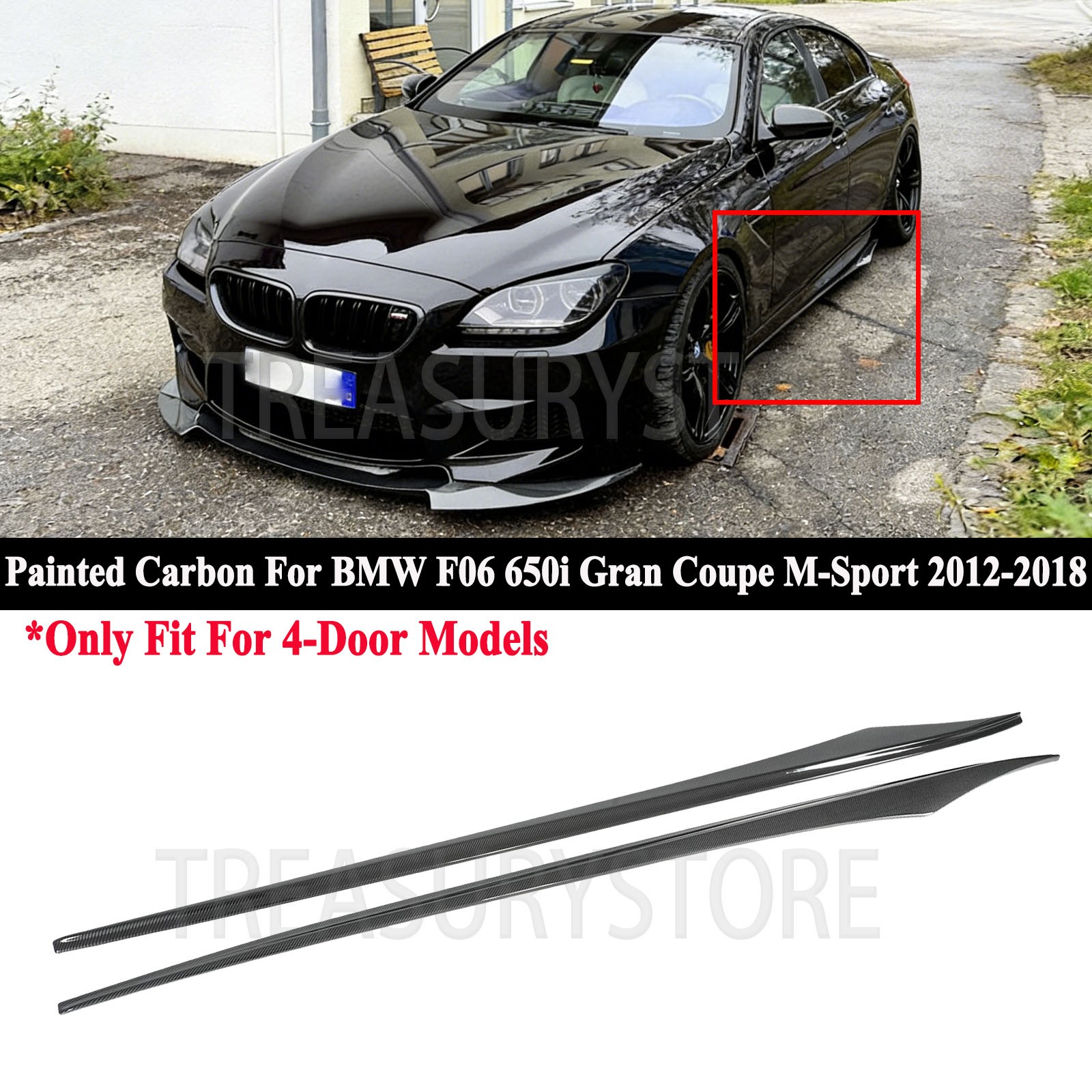 For BMW F06 M-Sport M6 Gran Coupe 2012-2018 Painted Carbon Side Skirt Extension For BMW F06 M-Sport M6 Gran Coupe 2012-2018 Painted Carbon Side Skirt Extension