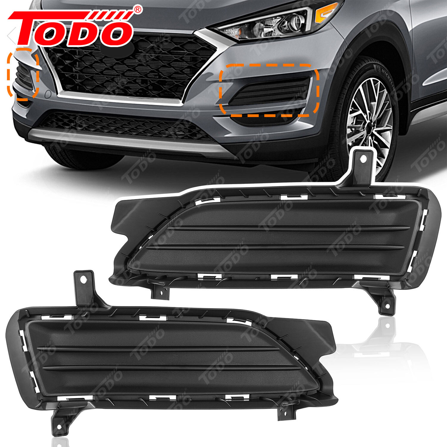 Fits Hyundai Tucson 2019-2021 Front Fog Light Lamp Covers Bezels 2PCS Black