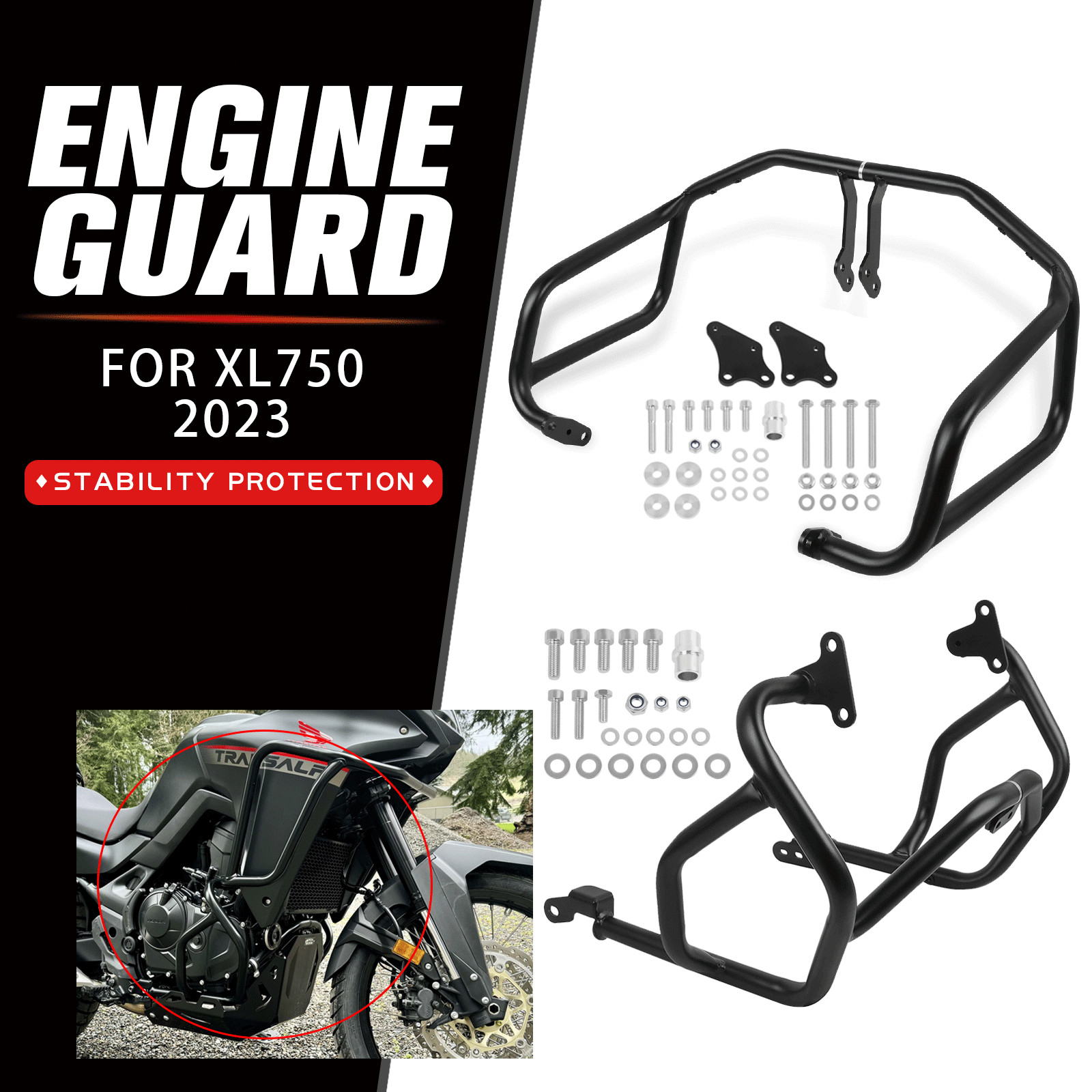 Engine Guards Crash Bars Protector For Honda Transalp XL750 2023-25 Lower+Upper