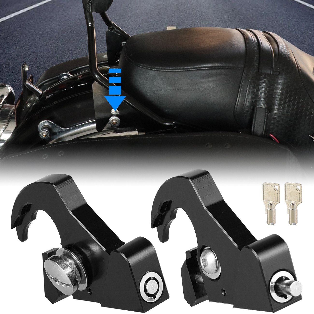 2x Rotary Docking Latches Clip with Lock for 1986-2024 Harley Sissy Bar Tour Pak