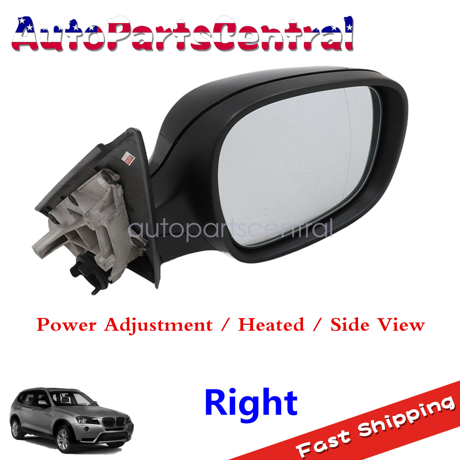 For 2011-2014 BMW X3 Black Right Passenger Mirror Heated Side View