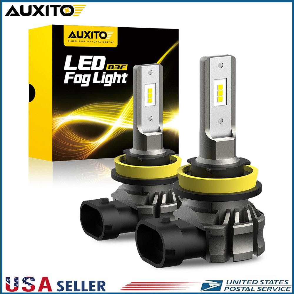 AUXITO H11 LED Fog Lights Bulb 6000LM Super Bright White 6500K Fanless Canbus J