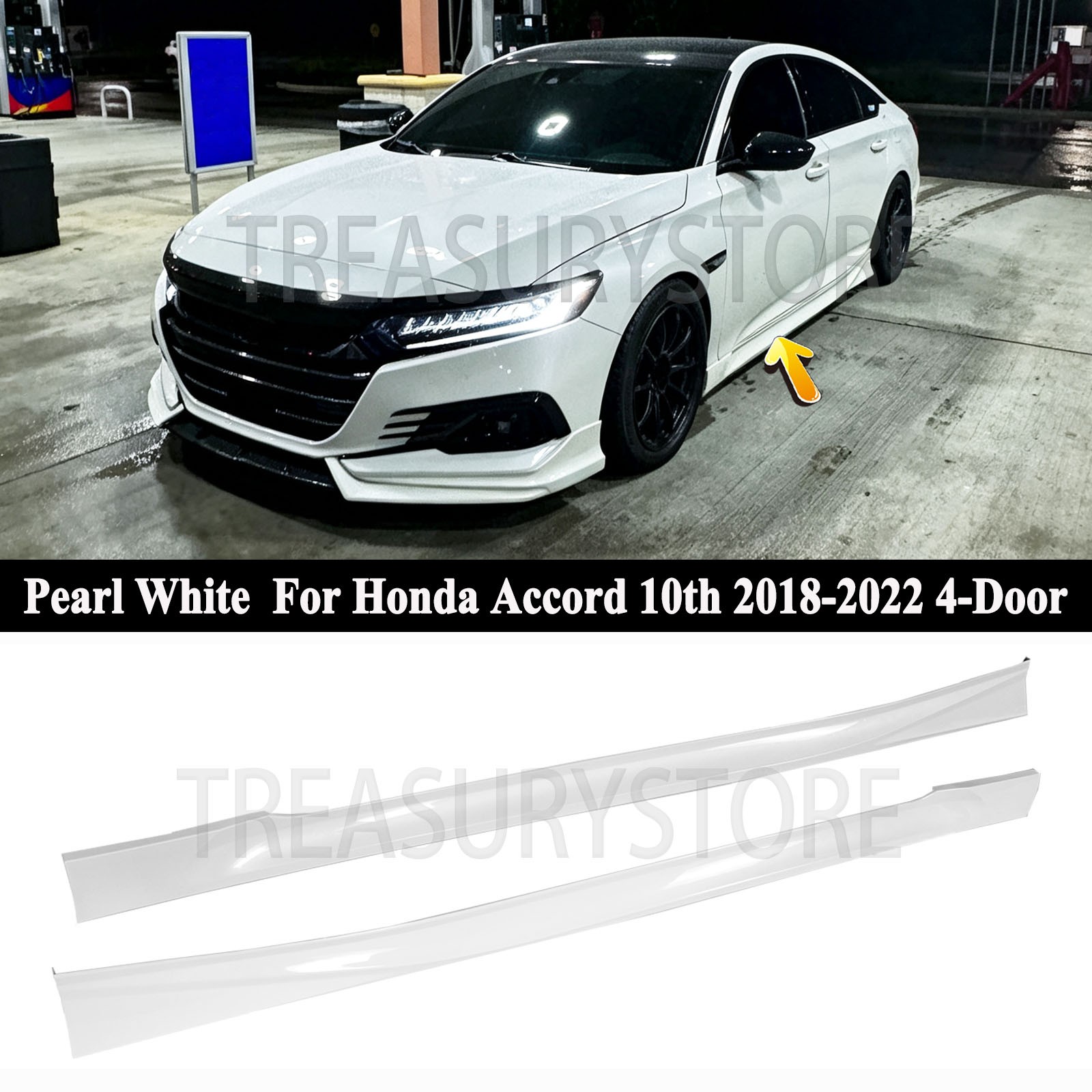 For Honda Accord 10th 2018-2022 Pearl White Yofer Add-on Side Skirt Extension For Honda Accord 10th 2018-2022 Pearl White Yofer Add-on Side Skirt Extension