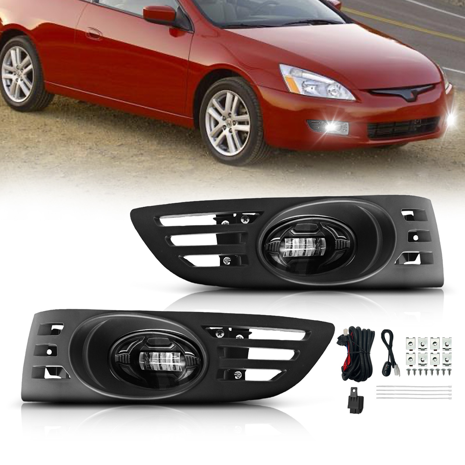 For 2003-2005 Honda Accord 2DR Coupe LED Fog Lights Front Bumper Lamps For 2003-2005 Honda Accord 2DR Coupe LED Fog Lights Front Bumper Lamps