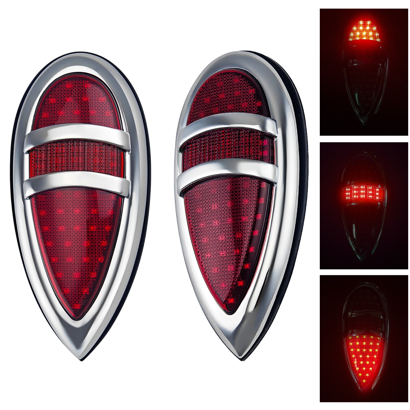 2 PCS Red Hot Rod LED Retrofit Tail Lights Pair Kit For 1938-1939 Lincoln Zephyr 2 PCS Red Hot Rod LED Retrofit Tail Lights Pair Kit For 1938-1939 Lincoln Zephyr
