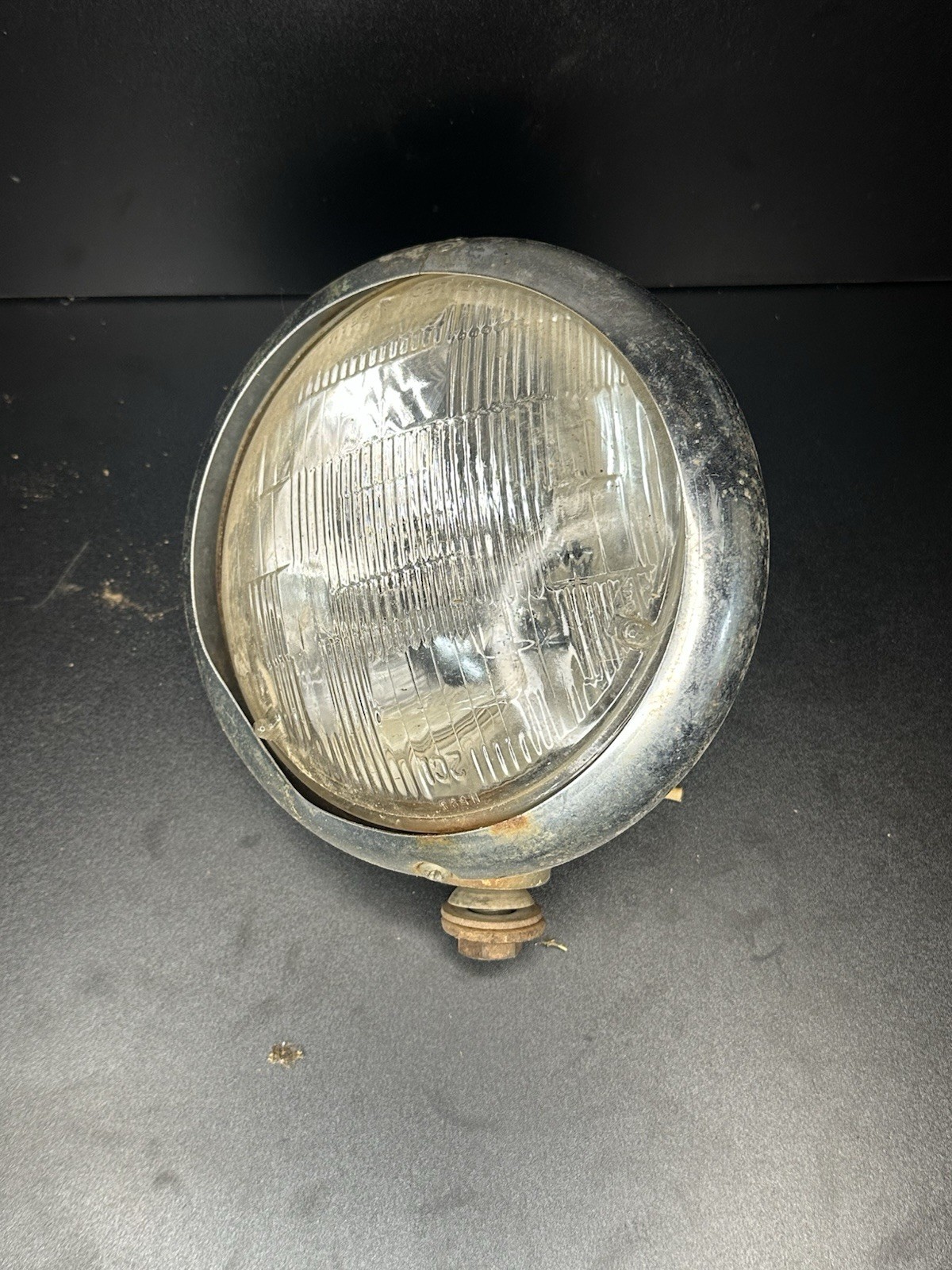 vintage round automotive headlight assembly 2c1/ n598 Marked, Unsure Untested vintage round automotive headlight assembly 2c1/ n598 Marked, Unsure Untested