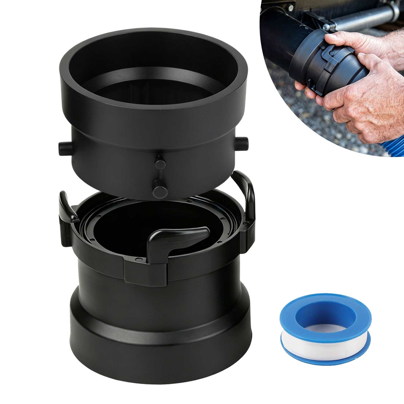 3Inch RV Sewer Hose Fitting Bayonet Waste Outlet Connection Termination Adapter