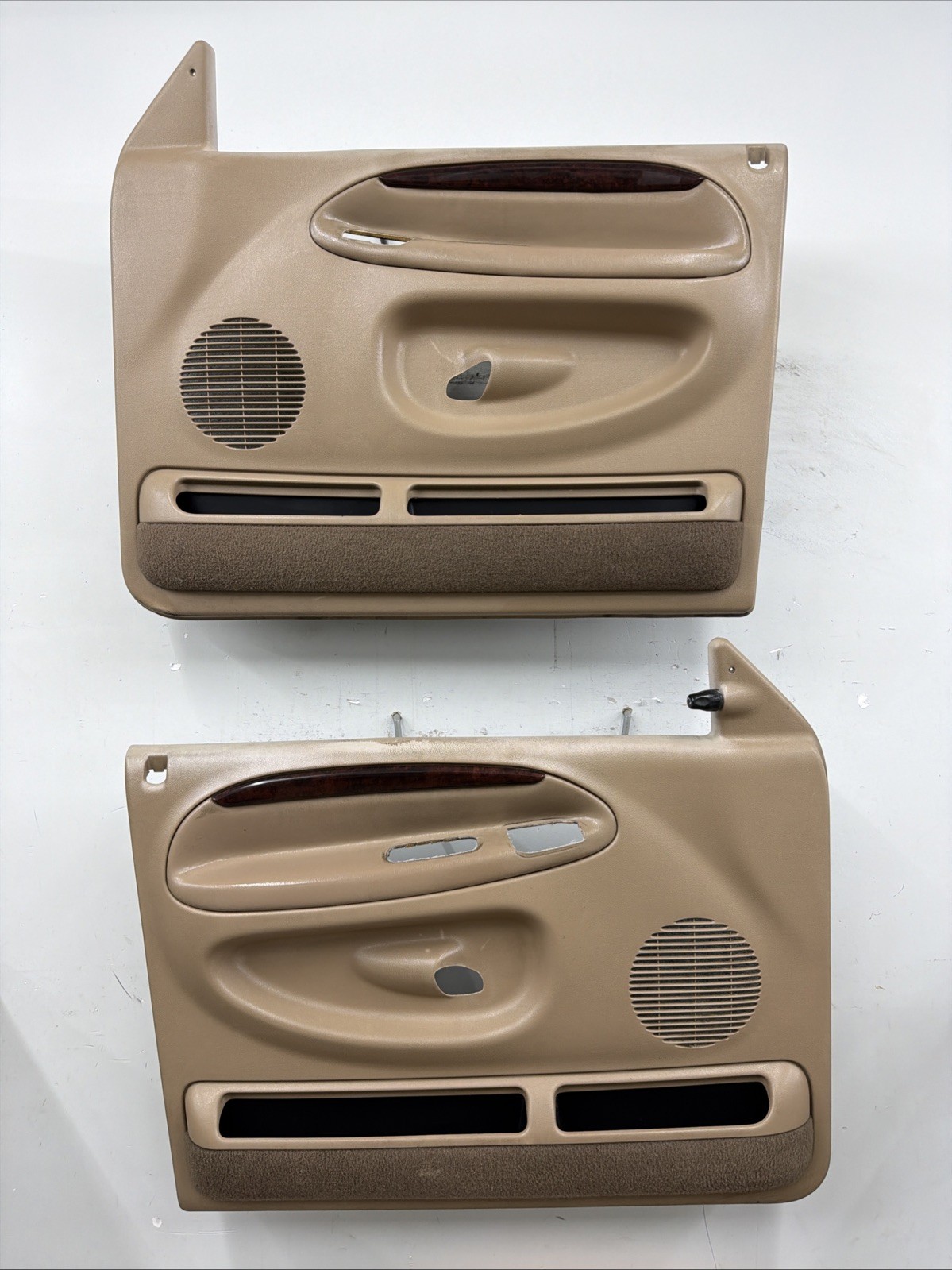 1998-2001 Dodge Ram Set Of Front Interior Power Door Panels OEM Tan Woodgrain