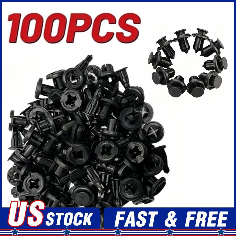100x 10mm Bumper Clips Hood Fender Push Rivets Retainer Fasteners For Honda NEW