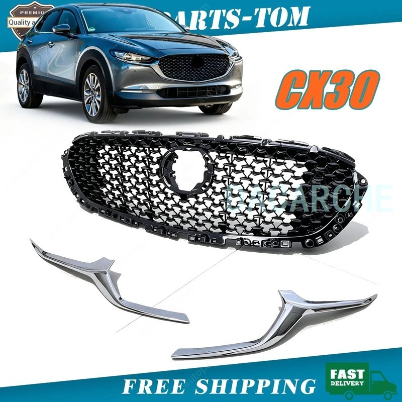 DGJ1-50-710B Front Bumer Grille W/ Chrome Molding Trim For Mazda CX-30 2020-2023
