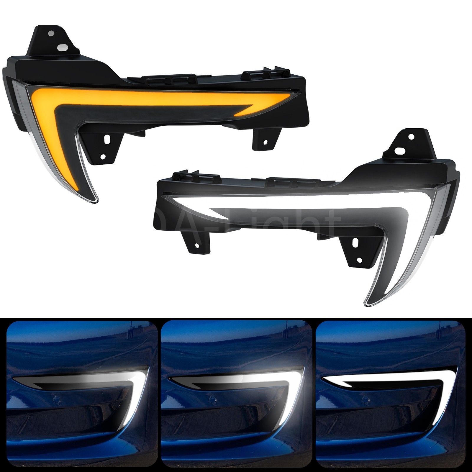 LED Daytime Running Fog Lights For 2017-21 22 23 Tesla Model 3 Turn Signal Lamps