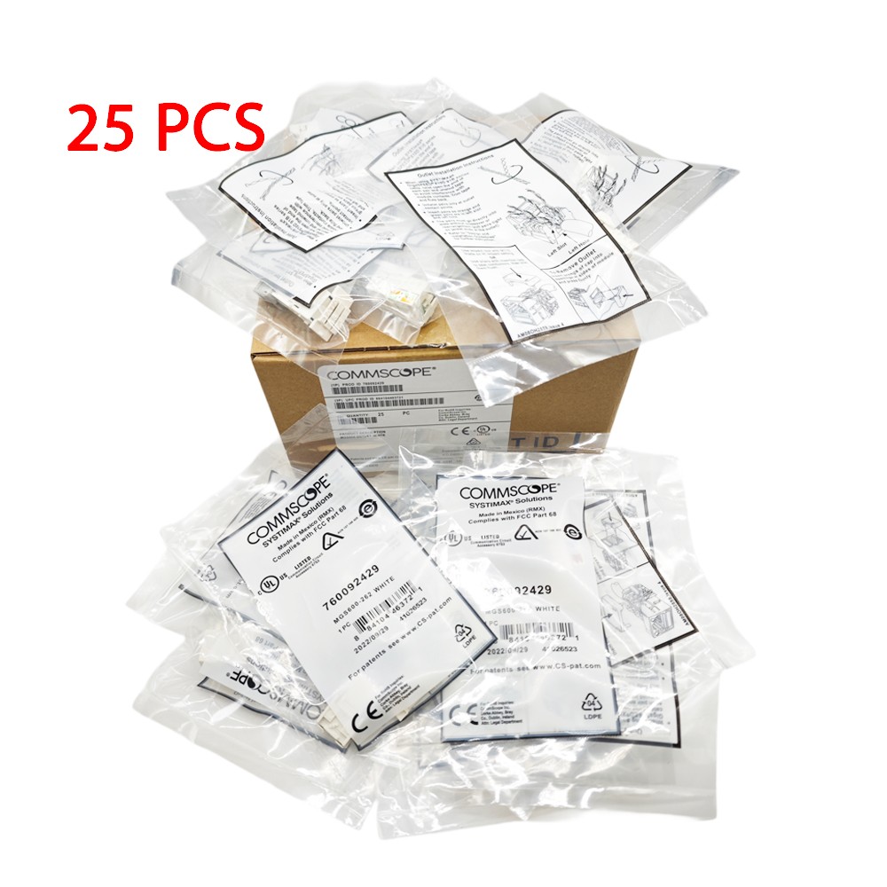 New CommScope MGS600 White Network Outlet Jack Cat6A 760092429 Box of 25