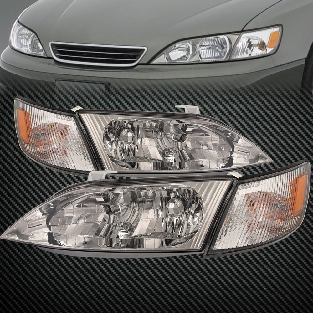 Headlights 4Pc Set Chrome Housing w/Performance Lens Fits 1997-2001 Lexus ES300
