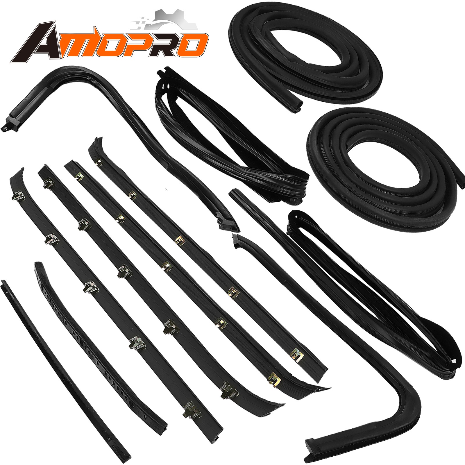 for 73-80 Chevy GMC Pickup Truck Door Weatherstrip Rubber Seal Kit 12 Pc Set 