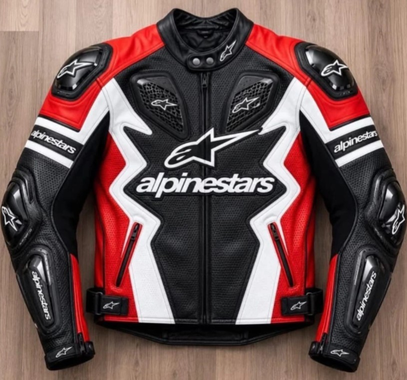 Men's Leather Motorcycle Racing Jacket Red Black White CE Armor Sport Bike Biker Men's Leather Motorcycle Racing Jacket Red Black White CE Armor Sport Bike Biker