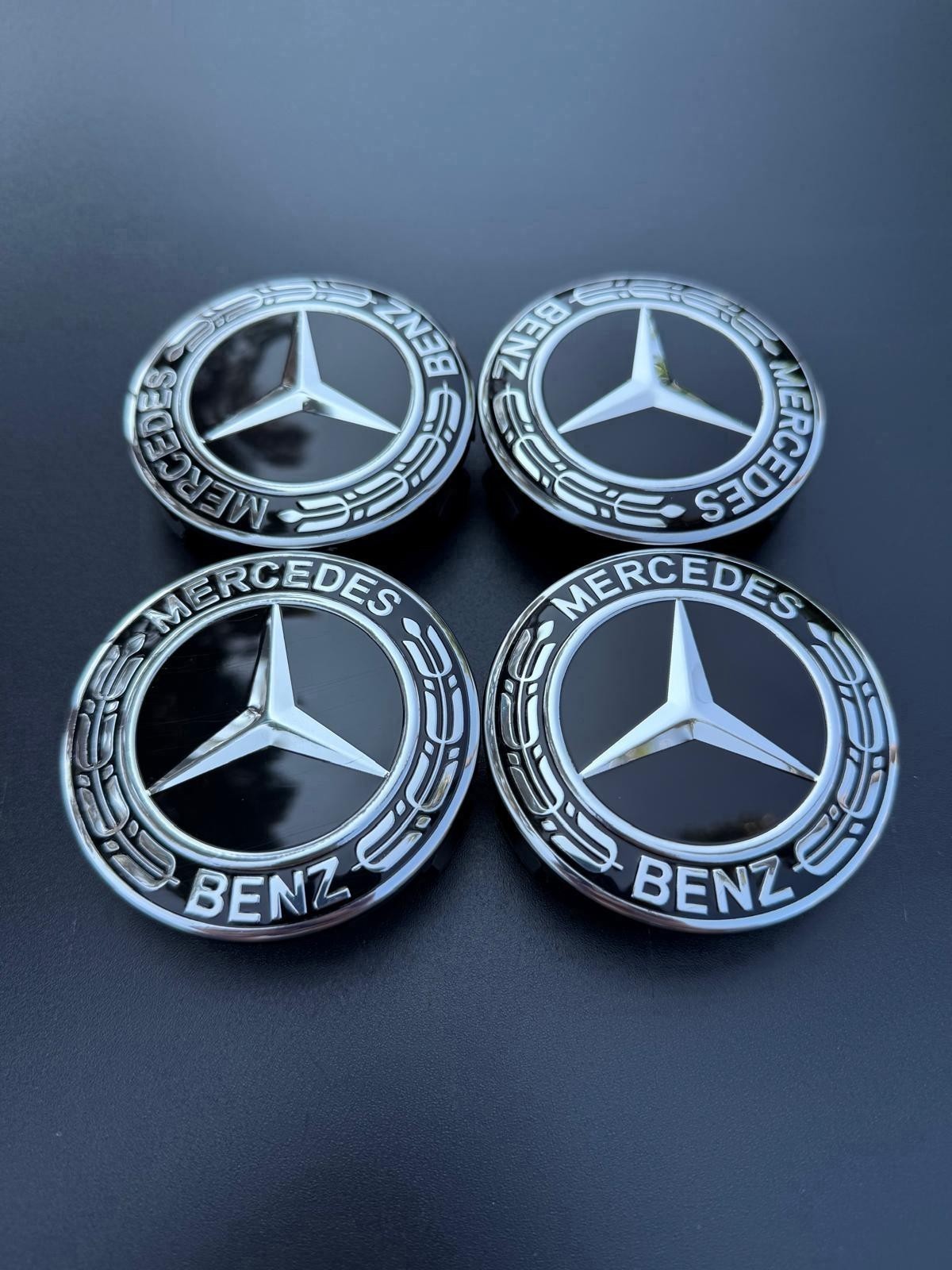 4PCS/Set 75mm For Mercedes-Benz Dark Black Wheel Center Hubcaps Emblem Rim Cap✅