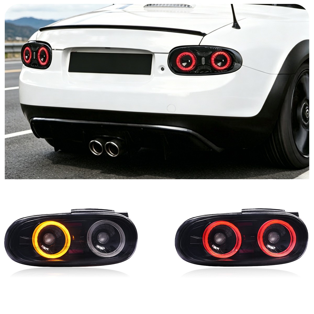 Animation LED Tail Light For Mazda MX-5 Miata NA 1989-1997 Rear Lamp Assembly
