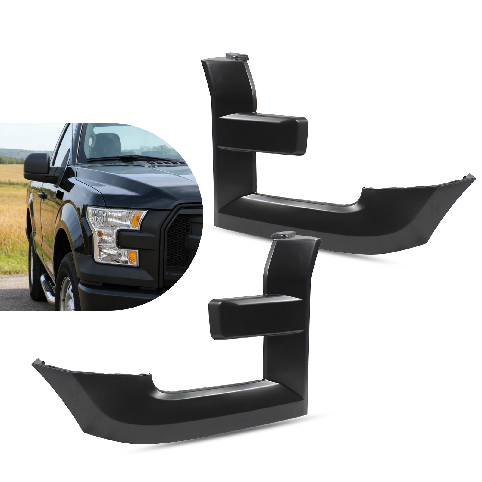 Pair Grille Molding Trim Headlight Bezel Fit For 2015 2016 2017 Ford F150 F-150